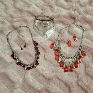 🔴 3 x $25 Red and Orange Necklaces sets